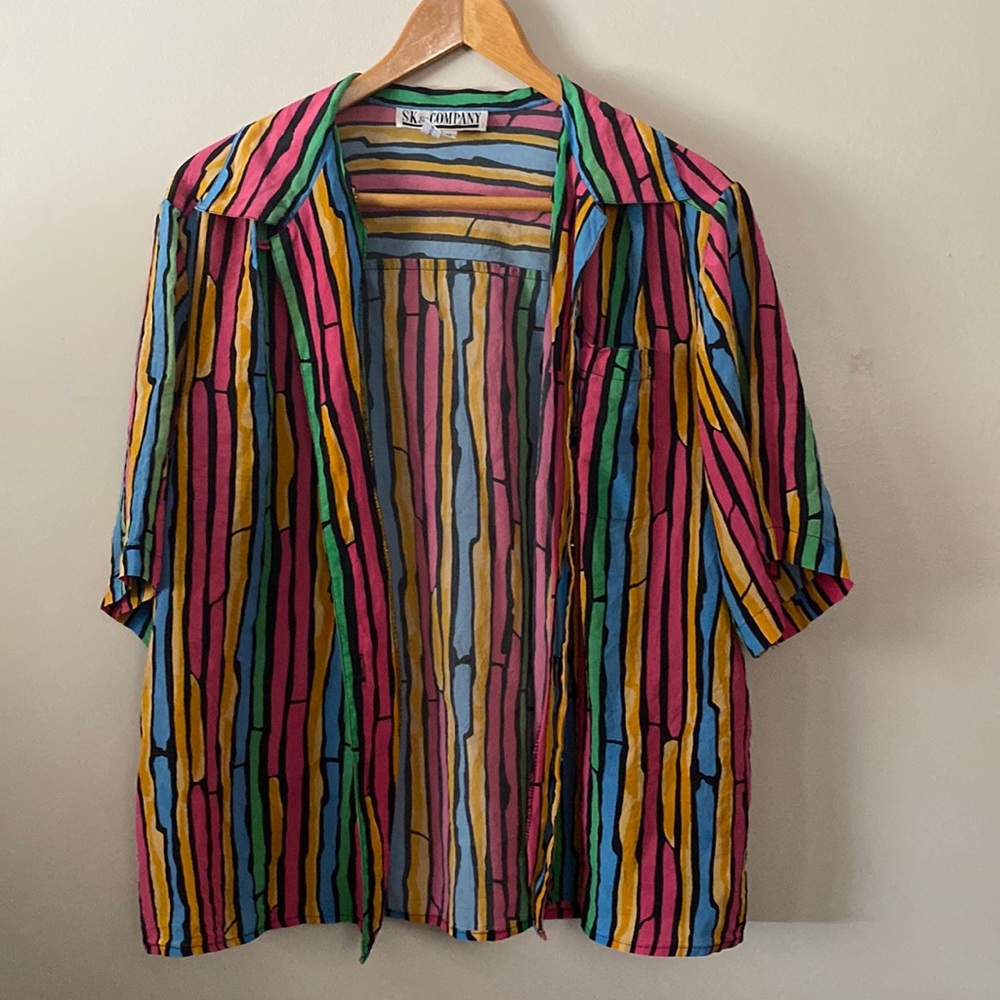 SK & Company | Beautifully Soft African 1980s Vintage Colorful Rainbow Print Top